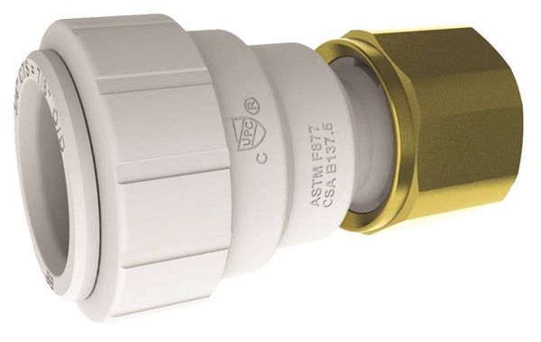 John Guest PSEI452826P Pipe Connector, 3/4 in, CTS x NPT, Polysulfide, 160 psi Pressure