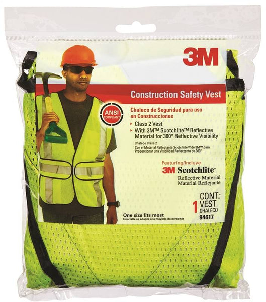 3M TEKK Protection 94617-80030T Safety Vest, One-Size, Fabric, Fluorescent Yellow