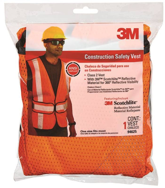 3M TEKK Protection 94625-80030T Safety Vest, One-Size, Fabric, Fluorescent Orange