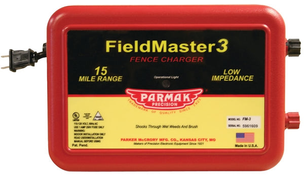 Parmak VM3/FM3 Electric Fence Charger, 0.99 to 2.5 J Output Energy, 110/120 V