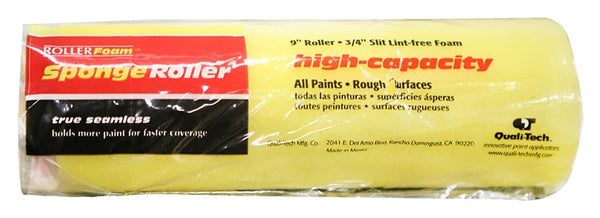 RollerLite High-Capacity 9FM075 Roller Cover, 3/4 in Thick Nap, 9 in L, Foam Cover, Yellow