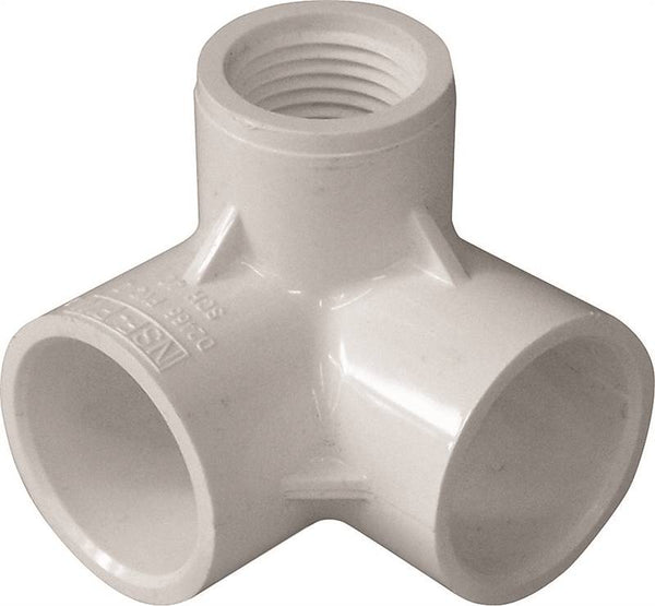 LASCO 414005BC Side Outlet Pipe Elbow, 1/2 in, Slip x FPT, 90 deg Angle, PVC, White, SCH 40 Schedule, 360 psi Pressure