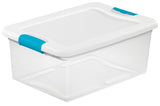 Sterilite 14948012 Latching Box, Plastic, Clear/White, 16-1/4 in L, 11-1/4 in W, 6-3/4 in H
