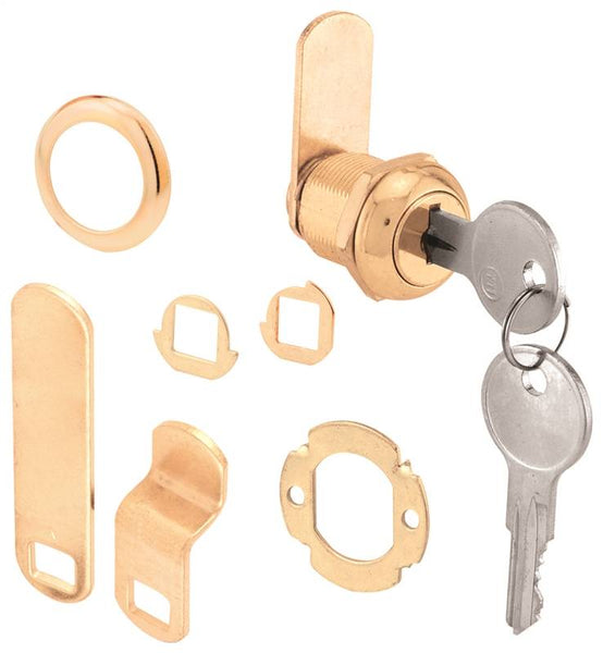 Defender Security U 9942 Drawer and Cabinet Lock, Keyed Lock, Y13 Yale Keyway, Brass