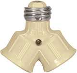 Eaton Wiring Devices BP700V Lamp Holder Adapter, 660 W, 2-Outlet, Ivory