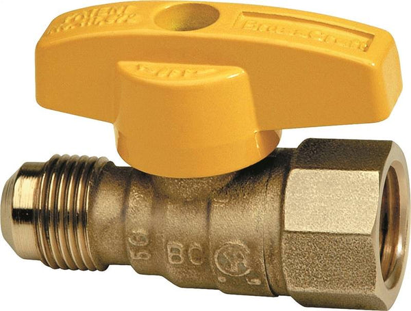 BrassCraft TBV6F-8 Gas Ball Valve, 3/8 x 1/2 in Connection, Flared x FIP, 5 psi Pressure, Brass Body