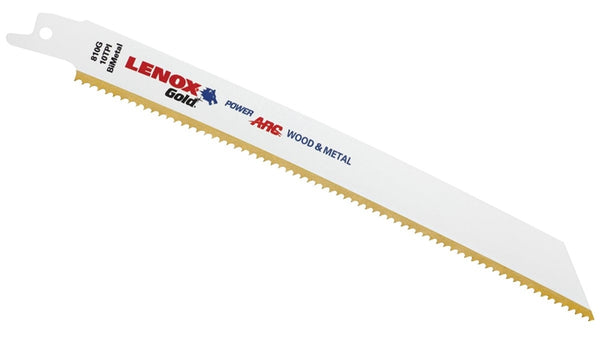 Lenox Gold 21065810GR Reciprocating Saw Blade, 3/4 in W, 8 in L, 10 TPI