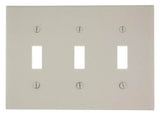 Leviton 000-78011-000 Wallplate, 4-1/2 in L, 2-3/4 in W, 3 -Gang, Thermoset, Light Almond, Smooth