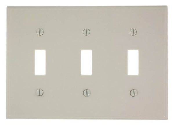 Leviton 000-78011-000 Wallplate, 4-1/2 in L, 2-3/4 in W, 3 -Gang, Thermoset, Light Almond, Smooth