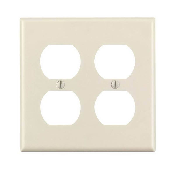 Leviton 78016 Receptacle Wallplate, 4-1/2 in L, 4-9/16 in W, 2 -Gang, Thermoset, Light Almond, Smooth