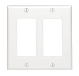 Decora 80409-W Wallplate, 4-1/2 in L, 4.56 in W, 2 -Gang, Thermoset Plastic, White, Smooth