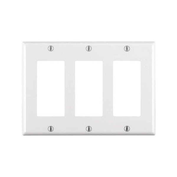 Decora 80411-W Wallplate, 4-1/2 in L, 6.37 in W, 3 -Gang, Thermoset Plastic, White, Smooth
