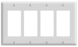 Decora 80412-W Wallplate, 4-1/2 in L, 8.18 in W, 4 -Gang, Thermoset Plastic, White, Smooth