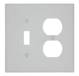 Leviton 80505-W Combination Wallplate, 4-3/8 in L, 3-1/8 in W, Midway, 2 -Gang, Plastic, White, Device Mounting