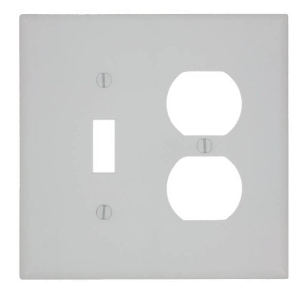 Leviton 80505-W Combination Wallplate, 4-3/8 in L, 3-1/8 in W, Midway, 2 -Gang, Plastic, White, Device Mounting