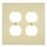 Leviton 80516-I Receptacle Wallplate, 4-7/8 in L, 4.94 in W, Midway, 2 -Gang, Plastic, Ivory, Surface Mounting