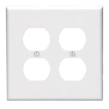 Leviton 80516-W Receptacle Wallplate, 4-7/8 in L, 4.94 in W, Midway, 2 -Gang, Plastic, White, Surface Mounting