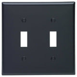 Leviton 005-80709-00E Non-Metallic Wallplate, 4-1/2 in L, 2-3/4 in W, 2 -Gang, Nylon, Black, Smooth