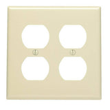 Leviton 80716-I Receptacle Wallplate, 4-1/2 in L, 4-9/16 in W, 2 -Gang, Thermoplastic Nylon, Ivory, Smooth