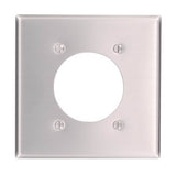 Leviton 83026 Wallplate, 4-1/2 in L, 4-9/16 in W, 2 -Gang, Aluminum, Silver, Aluminum, Flush Mounting