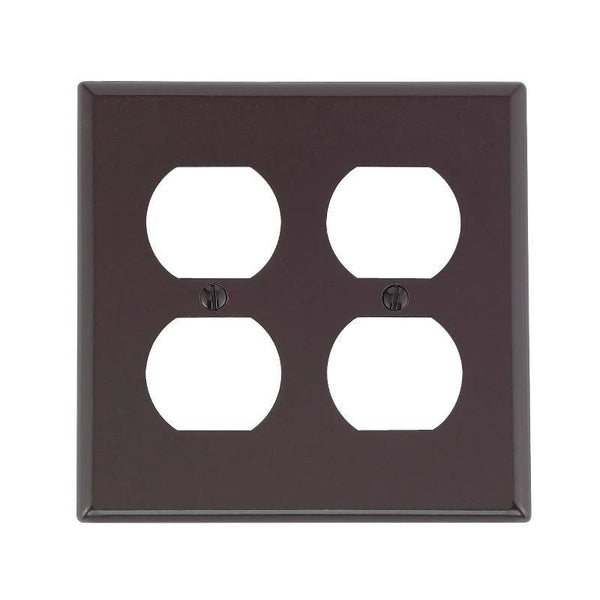 Leviton 85016 Receptacle Wallplate, 4-1/2 in L, 4-9/16 in W, 2 -Gang, Thermoset Plastic, Brown, Smooth