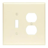 Leviton 86005 Combination Wallplate, 4-1/2 in L, 4-9/16 in W, 2 -Gang, Thermoset Plastic, Ivory, Smooth