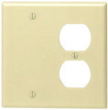 Leviton 86008 Combination Wallplate, 4-1/2 in L, 4-9/16 in W, 2 -Gang, Thermoset Plastic, Ivory, Smooth