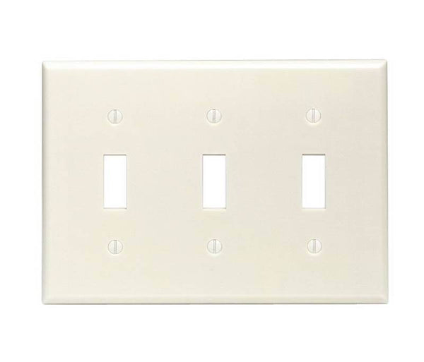 Leviton 001-86011-000 Wallplate, 4-1/2 in L, 2-3/4 in W, 3 -Gang, Thermoset, Ivory, Smooth