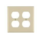 Leviton 86016 Receptacle Wallplate, 4-1/2 in L, 4-9/16 in W, 2 -Gang, Thermoset Plastic, Ivory, Smooth