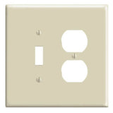 Leviton 86105 Combination Wallplate, 5-1/4 in L, 3-1/2 in W, Oversized, 2 -Gang, Plastic, Ivory, Device Mounting