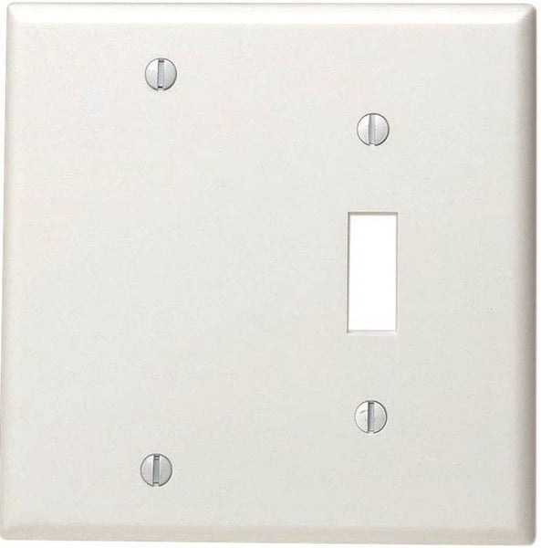 Leviton 002-88006-000 Non-Metallic Wallplate, 4-1/2 in L, 2-3/4 in W, 2 -Gang, Thermoset, White, Smooth