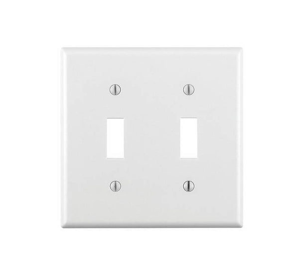 Leviton 001-88009-000 Non-Metallic Wallplate, 4-1/2 in L, 2-3/4 in W, 2 -Gang, Thermoset, White, Smooth