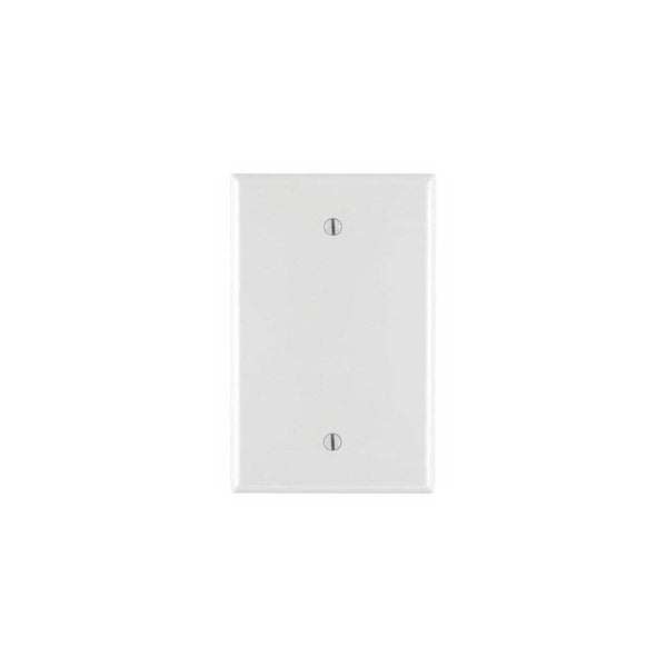 Leviton PJ13-W Blank Wallplate, 3-1/8 in L, 4-7/8 in W, 1/4 in Thick, 1 -Gang, Nylon, White, Box Mounting