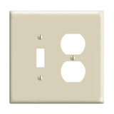 Leviton 0PJ18-I Combination Wallplate, 4-3/8 in L, 3-1/8 in W, Midway, 2 -Gang, Nylon, Ivory, Device Mounting