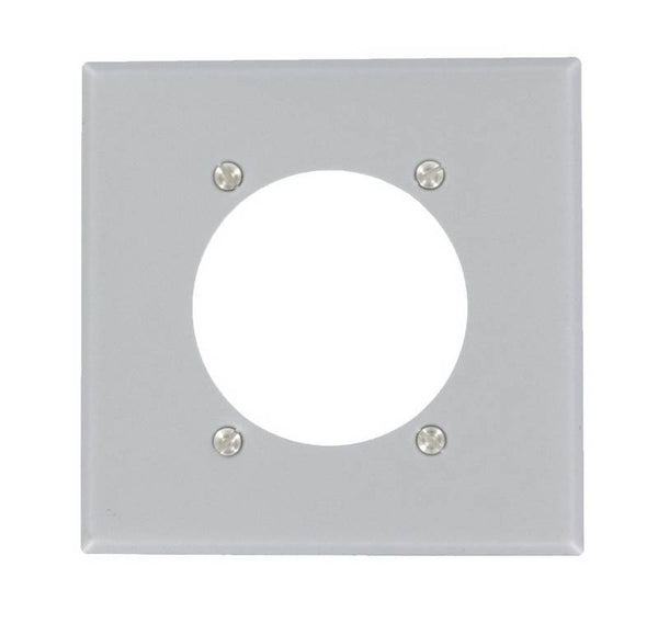 Leviton S701-GY Single Receptacle Wallplate, 4-1/2 in L, 4-9/16 in W, 2 -Gang, Steel, Aluminum, Flush Mounting