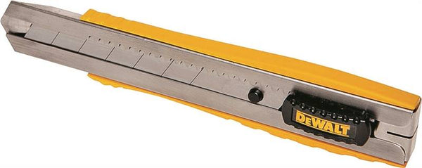 DeWALT DWHT10045 Utility Knife, 5-1/4 in L Blade, 25 mm W Blade, Metal Blade, Ribbed Handle, Black/Yellow Handle