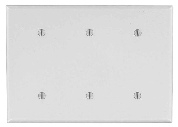 Leviton 88035 Blank Wallplate, 4-1/2 in L, 6.38 in W, 0.22 in Thick, 3 -Gang, Thermoset Plastic, White