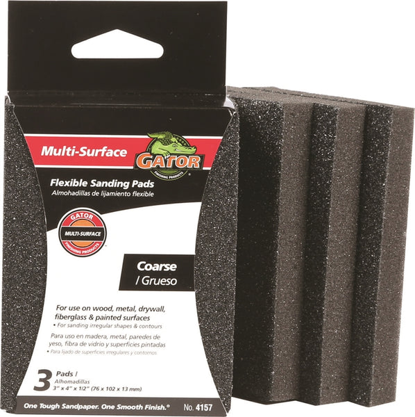 Gator 4157 Sanding Pad, 4 in L, 3 in W, 60 Grit, Coarse, Aluminum Oxide Abrasive