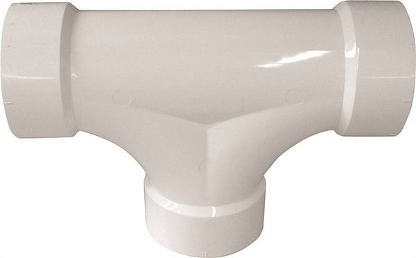 CANPLAS 193724 2-Way Cleanout Pipe Tee, 4 in, Hub, PVC, White