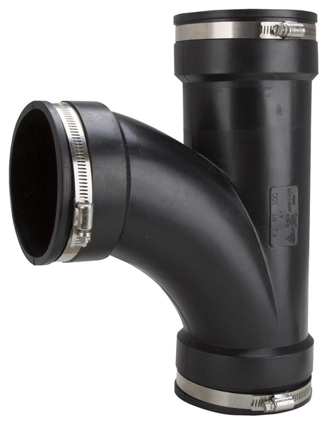 ProSource QT-400 Flexible Pipe Tee, PVC, Black