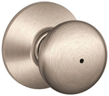 Schlage Plymouth Series F40VPLY619 Privacy Door Knob, Brass, Satin Nickel