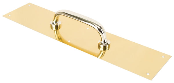 ProSource 32239BBB-PS Door Pull Plate, 3-1/2 in W, 15 in D, 1-5/8 in H, Aluminum, Brass