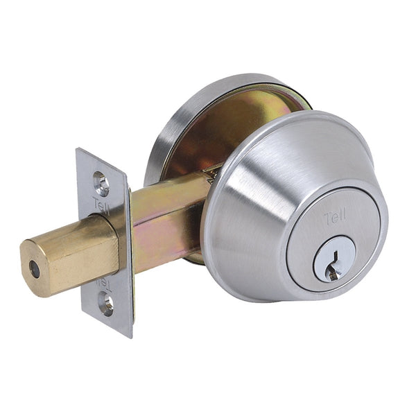 Tell Manufacturing DB2000 Series CL100055 Deadbolt, Keyed Different Key, Stainless Steel, Satin, C Keyway