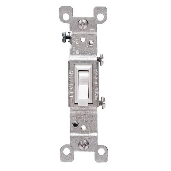 Leviton M24-01451-2WM Switch, 15 A, 120 V, Push-In Terminal, Thermoplastic Housing Material, White