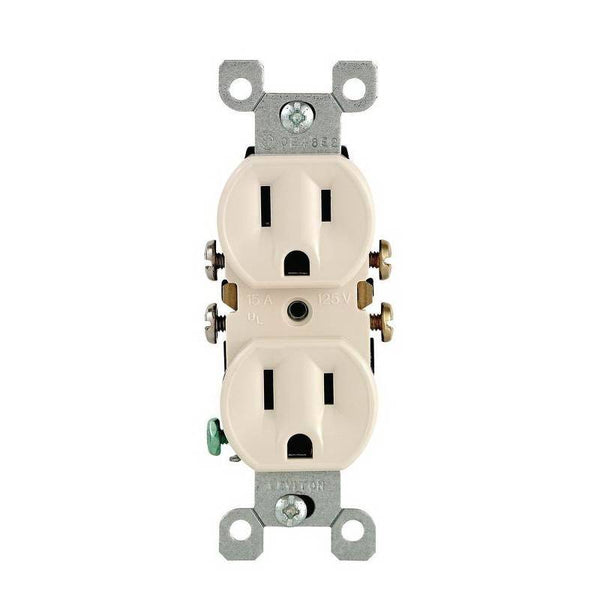 Leviton M26-05320-TMP Duplex Receptacle, 2 -Pole, 15 A, 125 V, Push-In, Side Wiring, NEMA: 5-15R, Light Almond