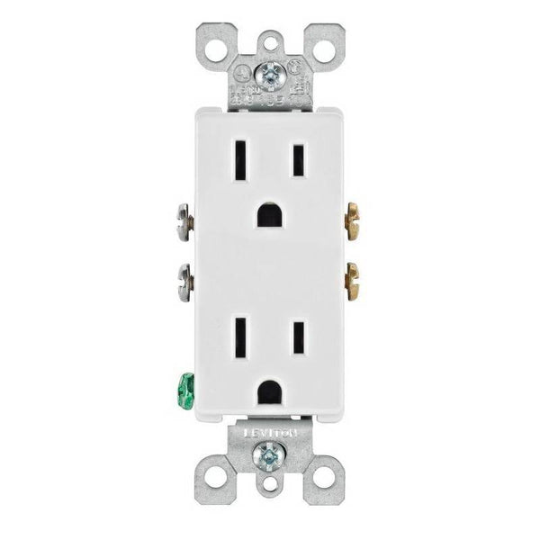 Leviton M24-05325-WMP Duplex Receptacle, 2 -Pole, 15 A, 125 V, Push-In, Side Wiring, NEMA: 5-15R, White