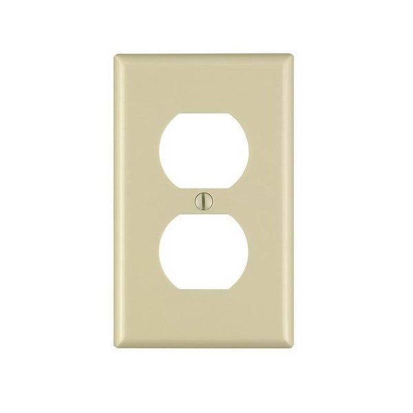 Leviton M25-86003-IMP Receptacle Wallplate, 4-1/2 in L, 2-3/4 in W, 1 -Gang, Plastic, Ivory, Smooth