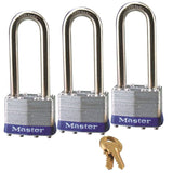 Master Lock 1TRILJ Padlock, Keyed Alike Key, 5/16 in Dia Shackle, 2-1/2 in H Shackle, Steel Shackle, Steel Body