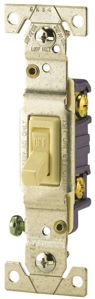 Eaton Wiring Devices C1301-7V Toggle Switch, 15 A, 120 V, Push-In Terminal, 5-20R, Polycarbonate Housing Material