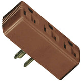 Eaton Wiring Devices 1147B-BOX Outlet Adapter, 2 -Pole, 15 A, 125 V, 3 -Outlet, NEMA: NEMA 5-15R, Brown